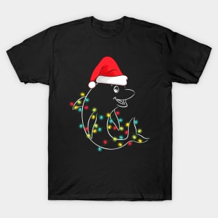 Funny Christmas Dolphin Santa hat Xmas Pajama Boys Kids Girls T-Shirt